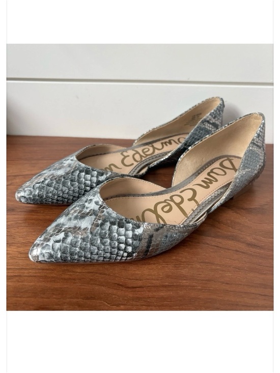 Sam Edelman Shoes - Sam Edelman Rodney Ballet Flat Ballerina Shoes Snakeskin Silver Gray Point Toe 6